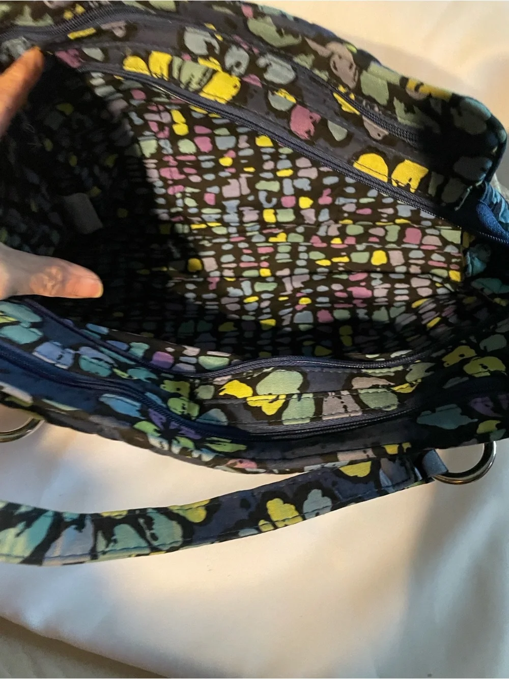 Vera Bradley Quilted Floral Multi-Color Shoulder Bag with silver tone hardware